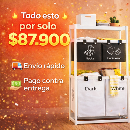 Organiza tu ropa en segundos con la canasta de ropa 4 divisiones