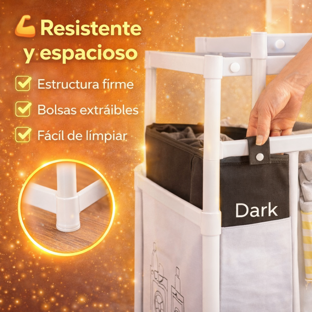 Organiza tu ropa en segundos con la canasta de ropa 4 divisiones