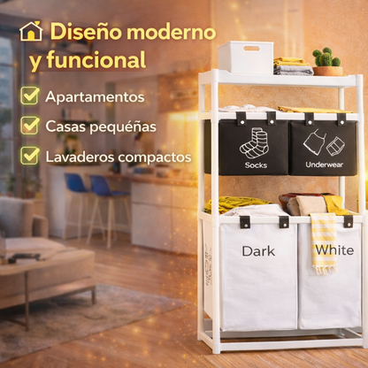 Organiza tu ropa en segundos con la canasta de ropa 4 divisiones