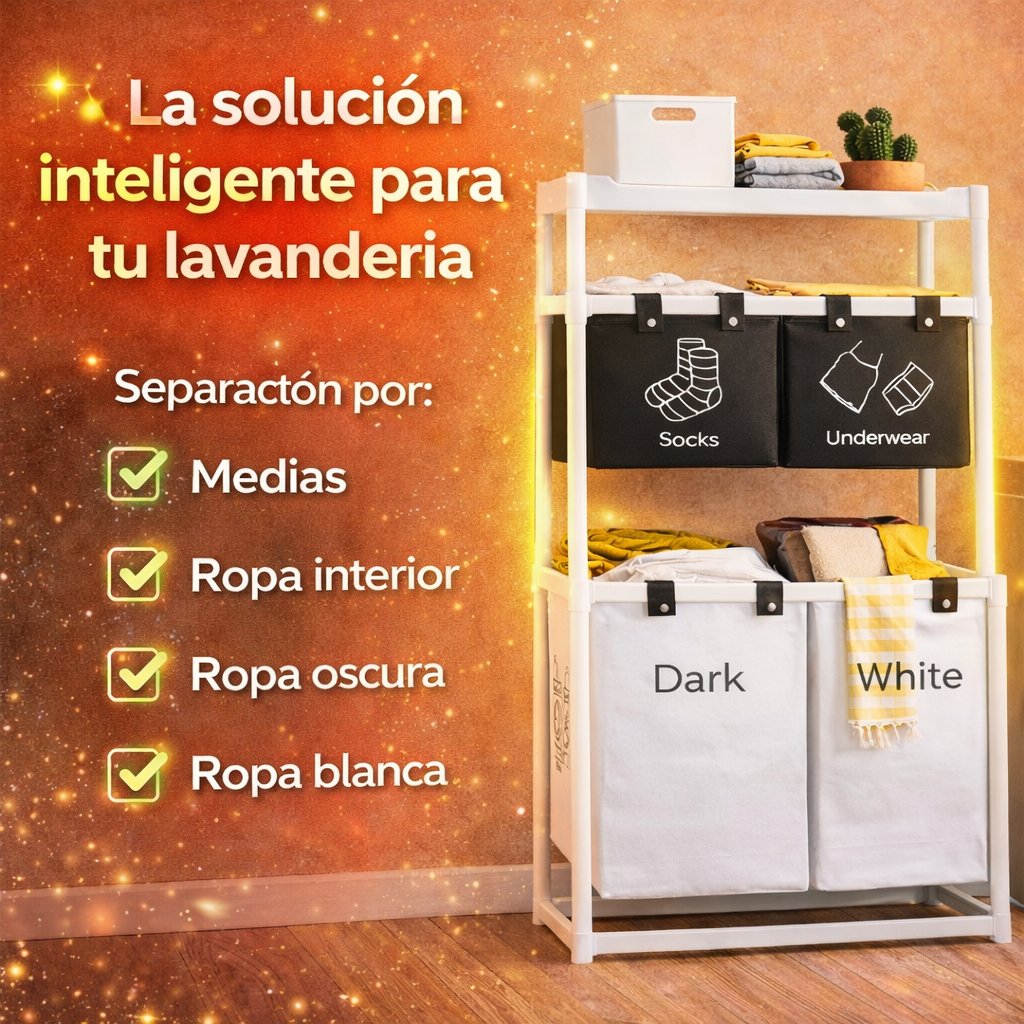 Organiza tu ropa en segundos con la canasta de ropa 4 divisiones