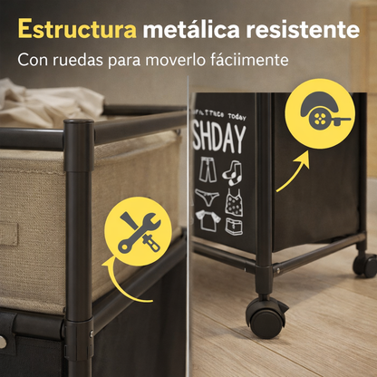 Organizador de Baño con Cesto para Ropa Sucia | Estante Metálico Multifunción