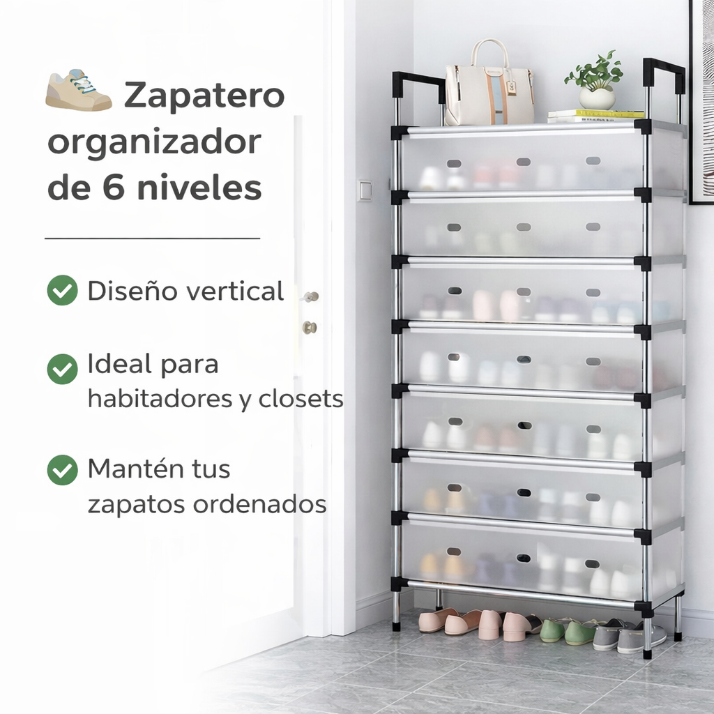 Ordena tus zapatos en segundos - ORGANIZADOR ZAPATOS 6 NIVELES